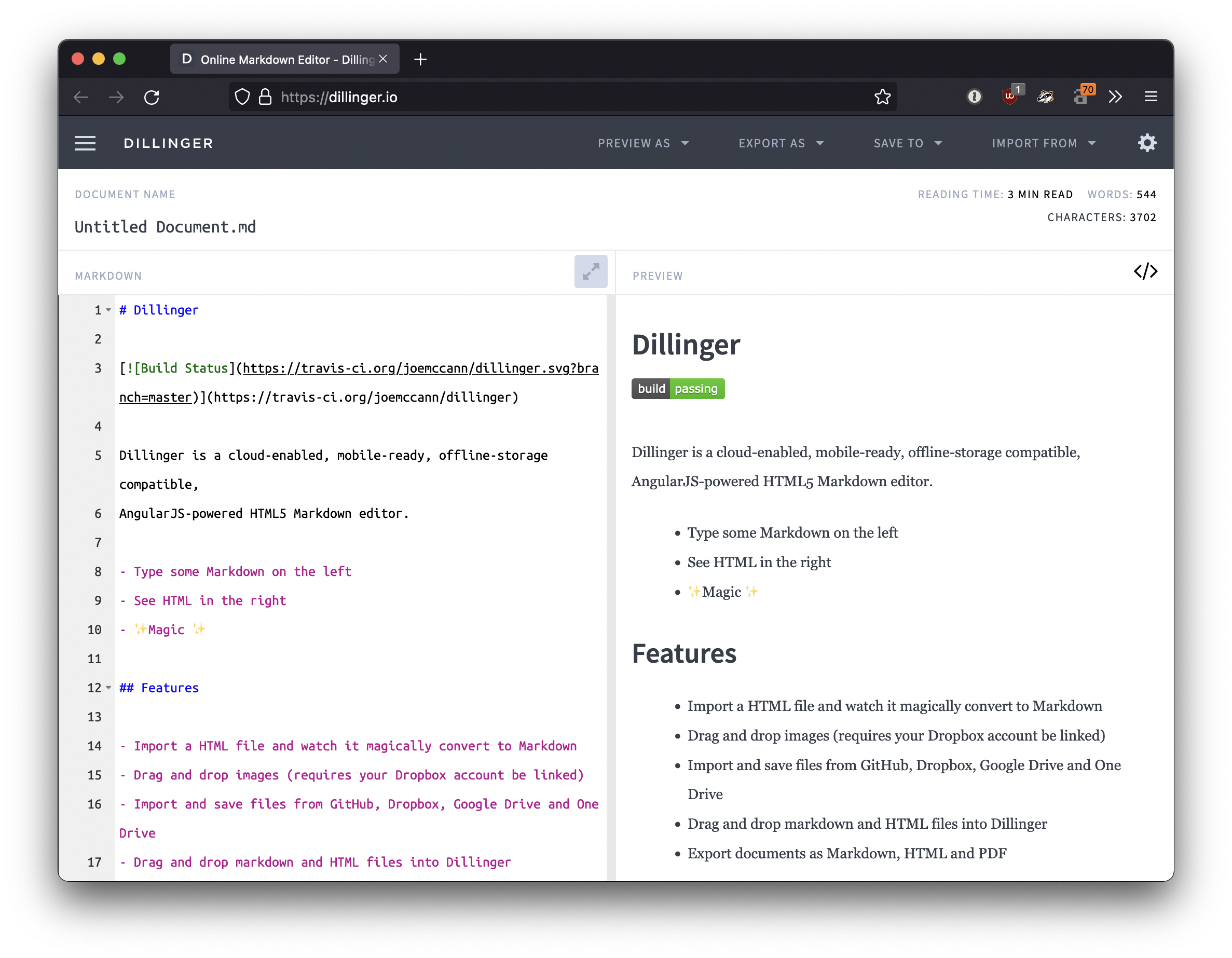 Dillinger Markdown 编辑器