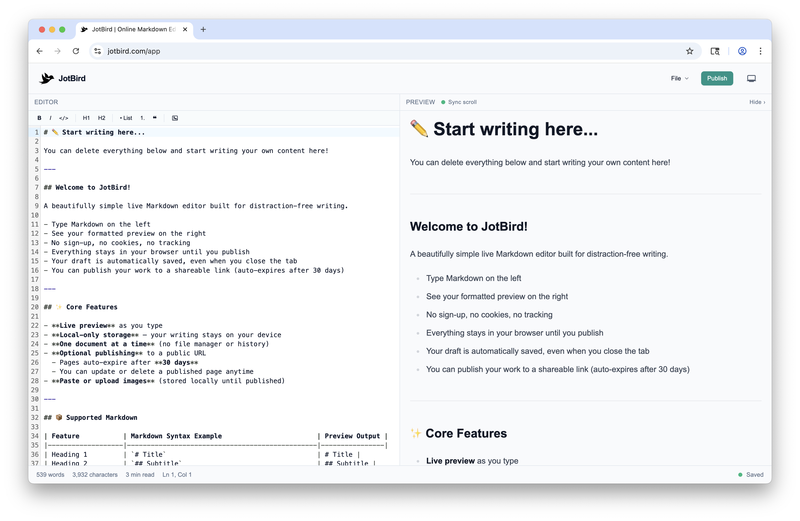 JotBird Markdown 编辑器