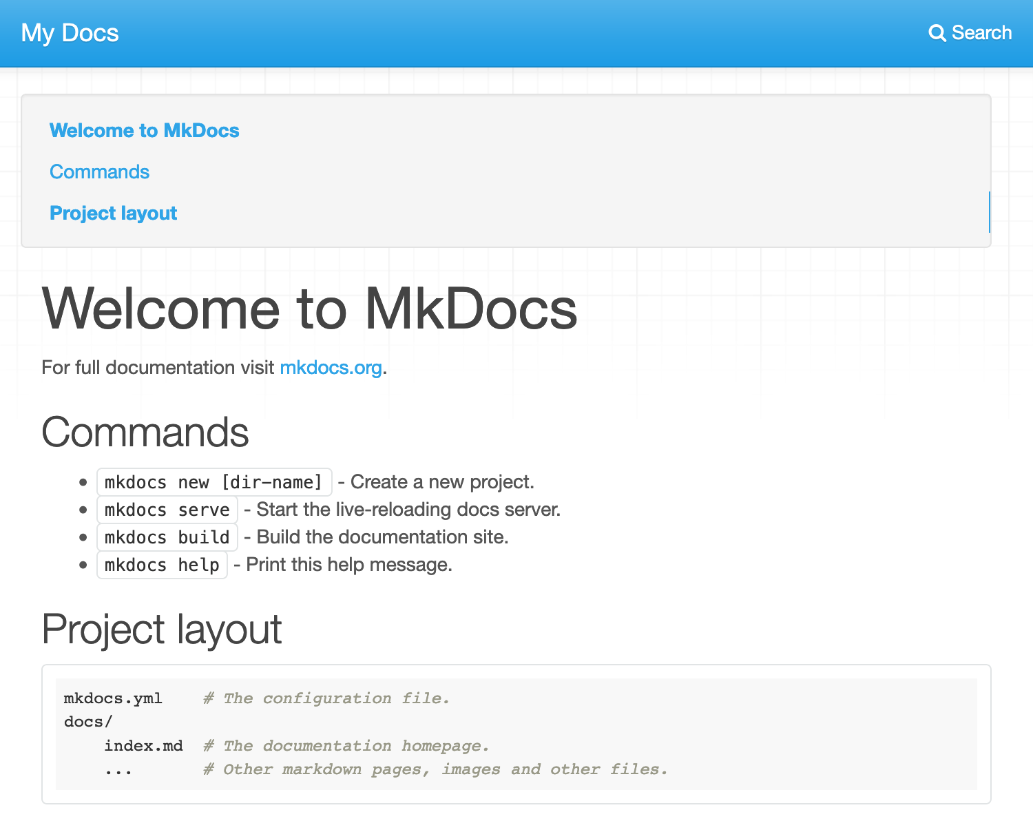 新部署的 MkDocs 网站