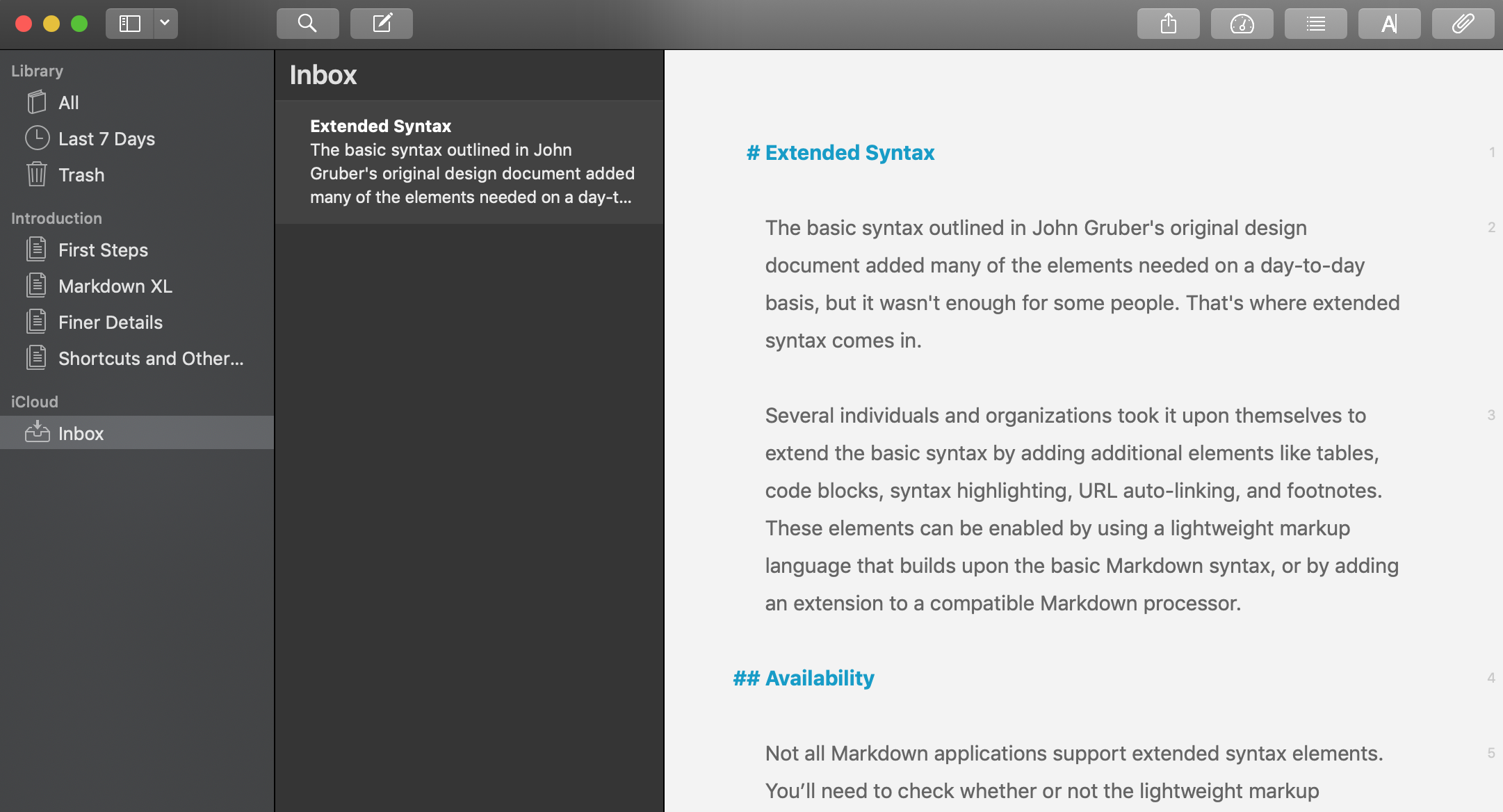 Ulysses 应用显示 Markdown 文件